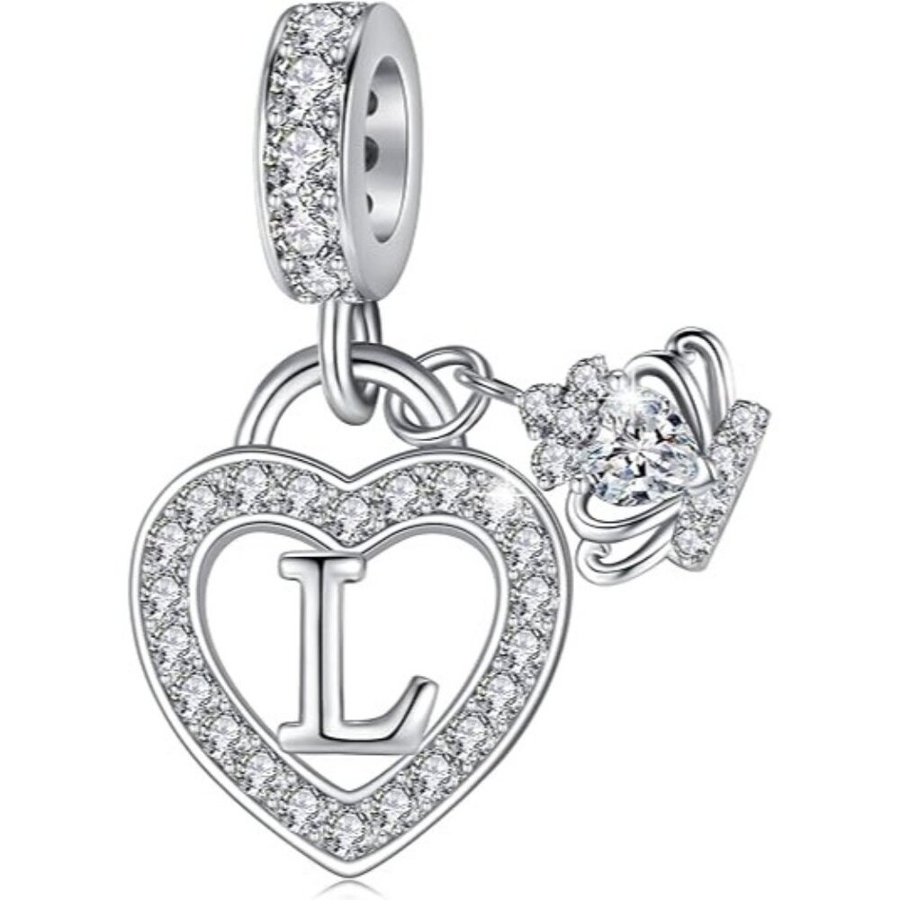 Letter L Letter Charms Silver Heart Alphabet Initial Dangle Charms